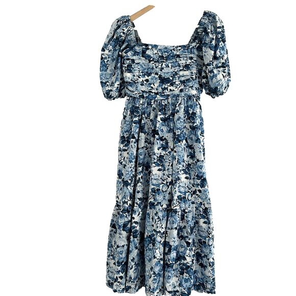 Abercrombie & Fitch The A&F Emerson Poplin Puff Midi Dress Size Small Floral - Picture 1 of 10